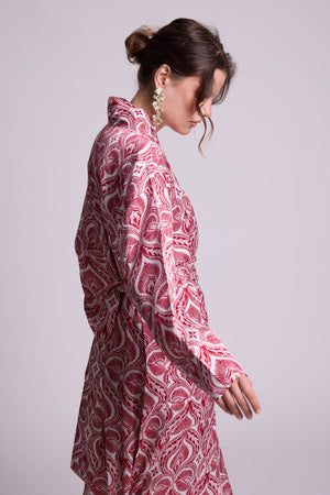 Kushee Red Robe in SMALL RED - Sustainable Fashion by KLEED LOUNGEWEAR