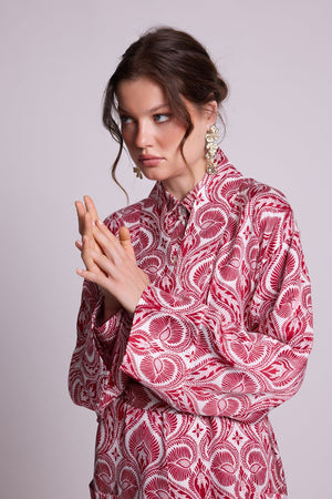Kushee Red Robe in SMALL RED - Sustainable Fashion by KLEED LOUNGEWEAR