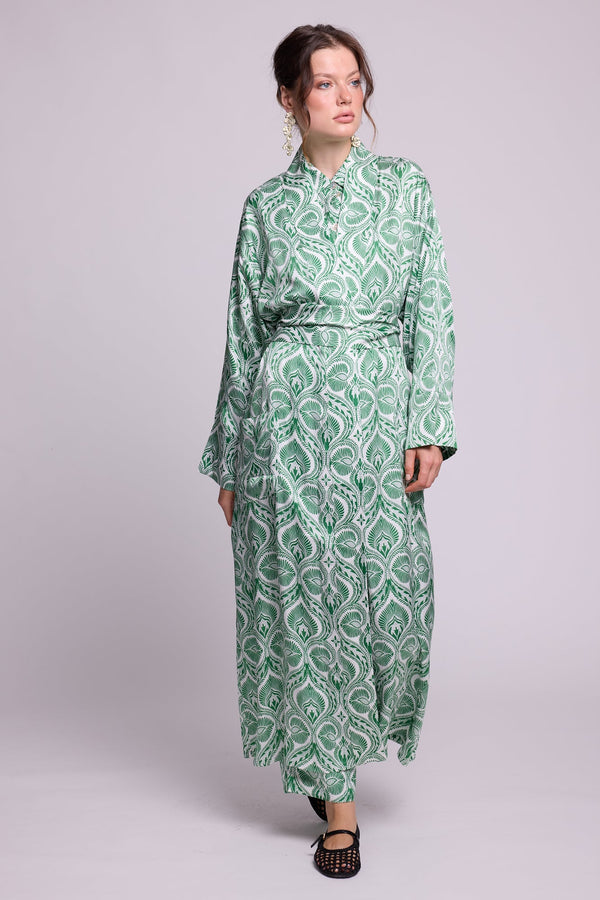 Kushee Green Robe in SMALL GREEN - Sustainable Fashion by KLEED LOUNGEWEAR