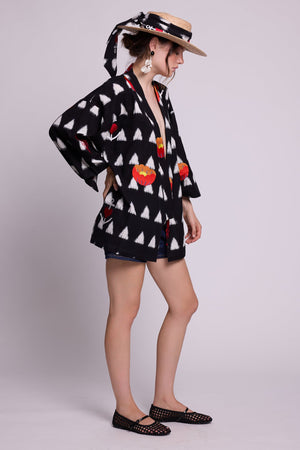 Gondi Black Short Kimono in S/M BLACK - Sustainable Fashion by KLEED LOUNGEWEAR