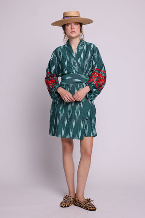 Zimbabwe Kandy Short Kimono in XS/S GREEN - Sustainable Fashion by KLEED LOUNGEWEAR