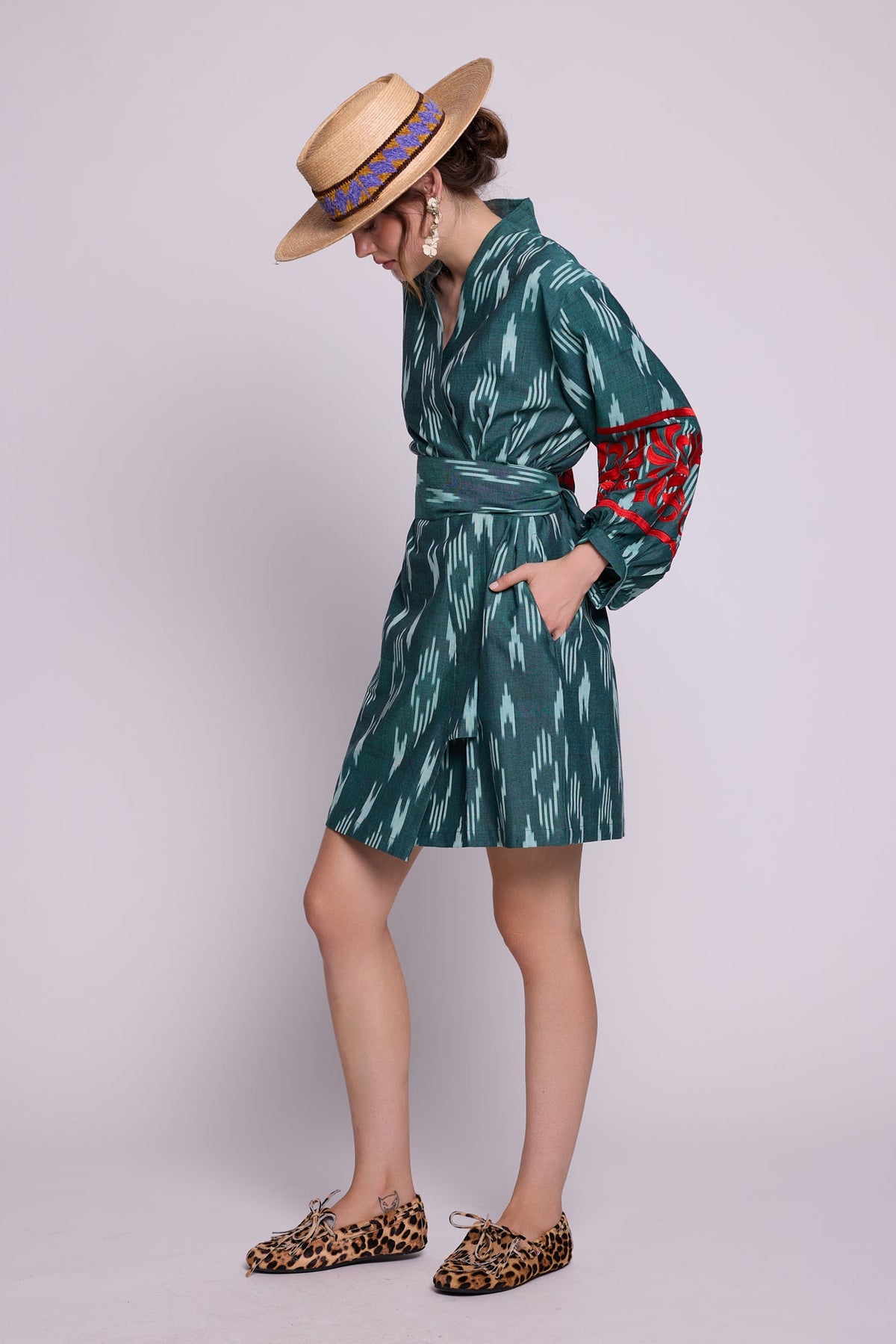 Zimbabwe Kandy Short Kimono in XS/S GREEN - Sustainable Fashion by KLEED LOUNGEWEAR