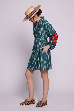 Zimbabwe Kandy Short Kimono in XS/S GREEN - Sustainable Fashion by KLEED LOUNGEWEAR
