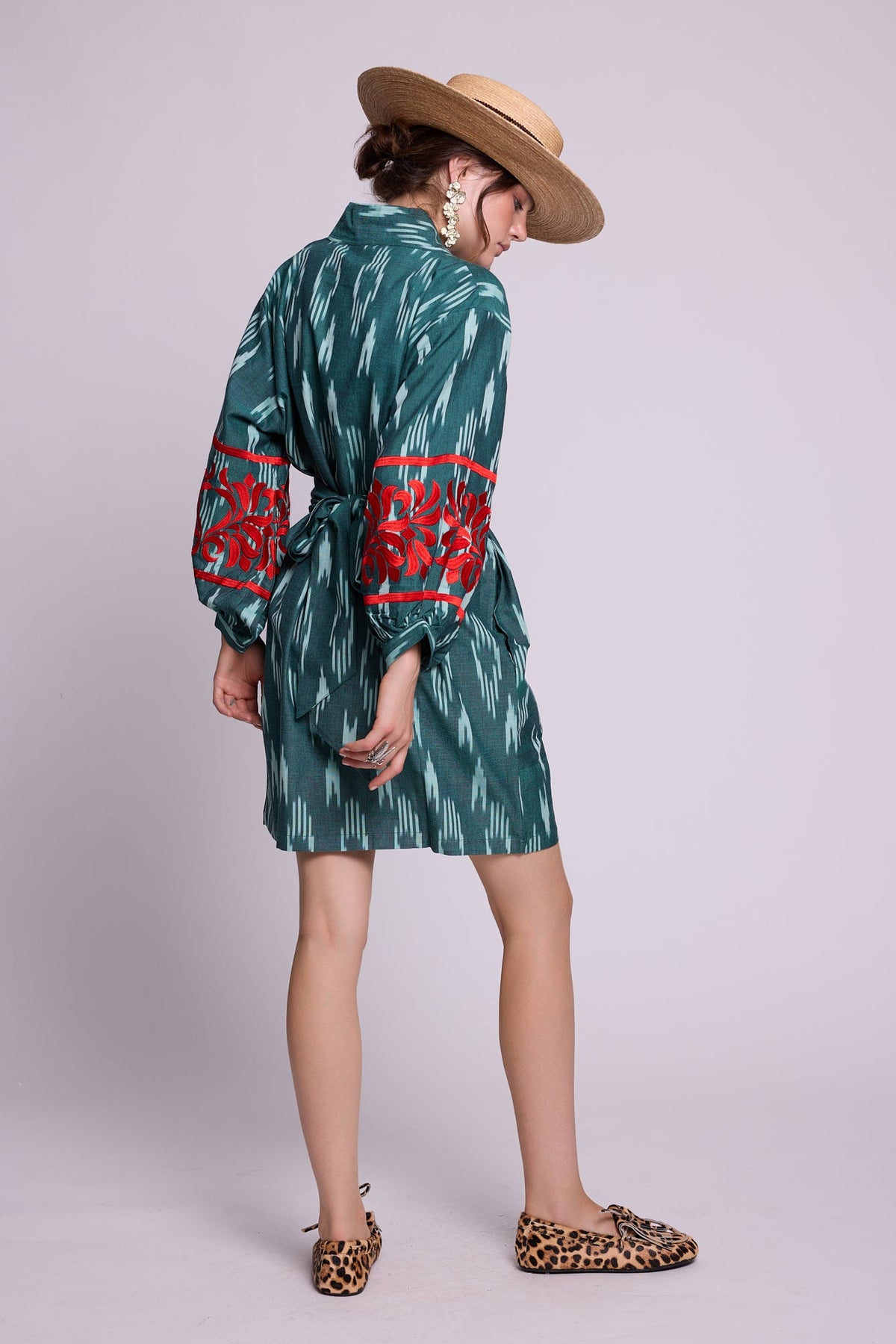 Zimbabwe Kandy Short Kimono in XS/S GREEN - Sustainable Fashion by KLEED LOUNGEWEAR