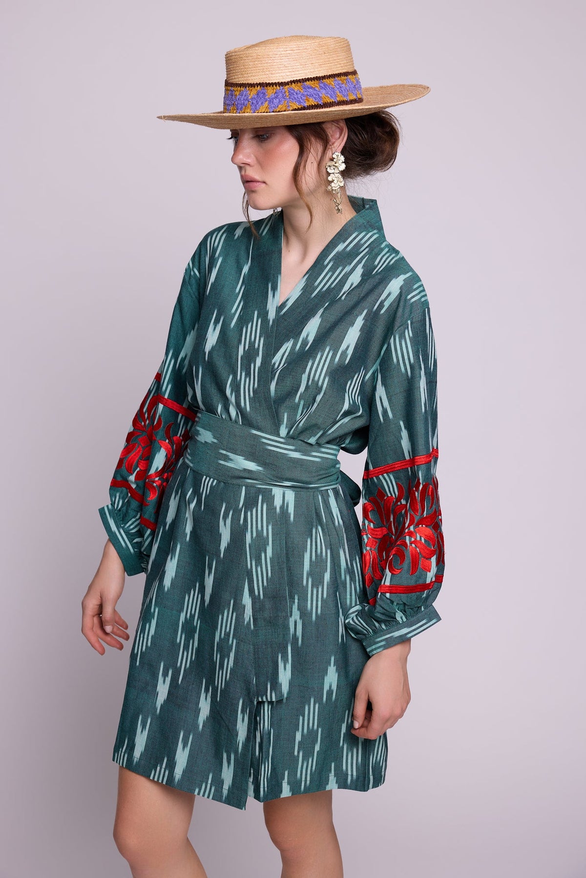 Zimbabwe Kandy Short Kimono in XS/S GREEN - Sustainable Fashion by KLEED LOUNGEWEAR