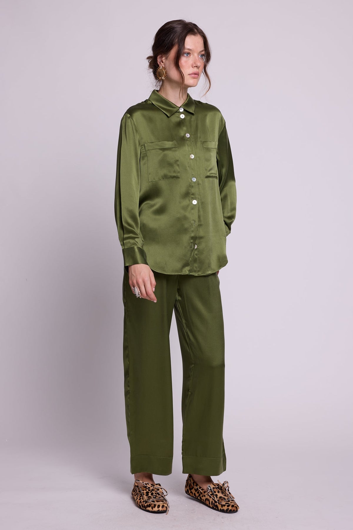 Jamun Khaki Pyjama in EXTRA SMALL KHAKI - Sustainable Fashion by KLEED LOUNGEWEAR