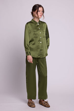 Jamun Khaki Pyjama in EXTRA SMALL KHAKI - Sustainable Fashion by KLEED LOUNGEWEAR