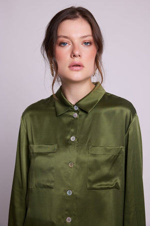 Jamun Khaki Pyjama in EXTRA SMALL KHAKI - Sustainable Fashion by KLEED LOUNGEWEAR