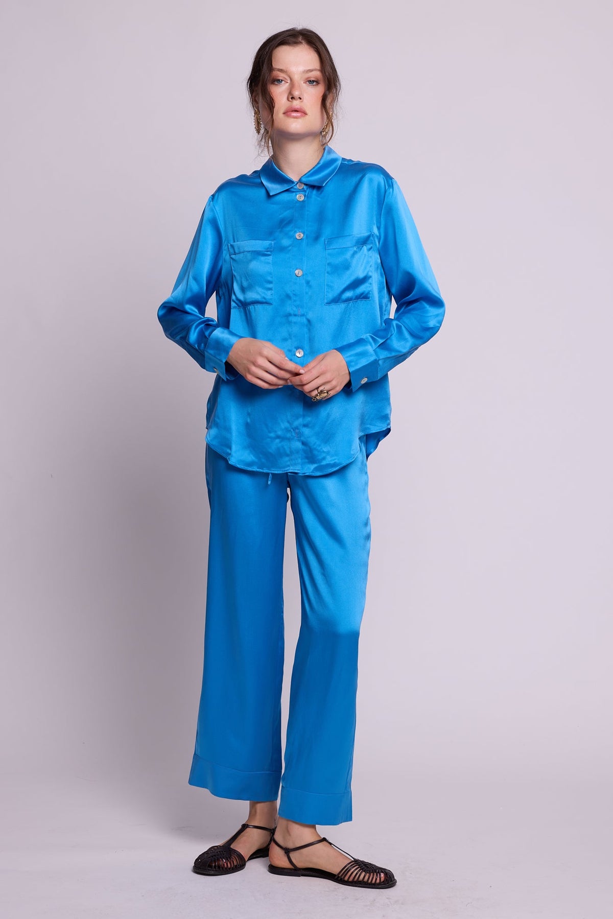 Jamun Blue Robe in SMALL BLUE - Sustainable Fashion by KLEED LOUNGEWEAR