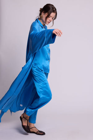 Jamun Blue Robe in SMALL BLUE - Sustainable Fashion by KLEED LOUNGEWEAR
