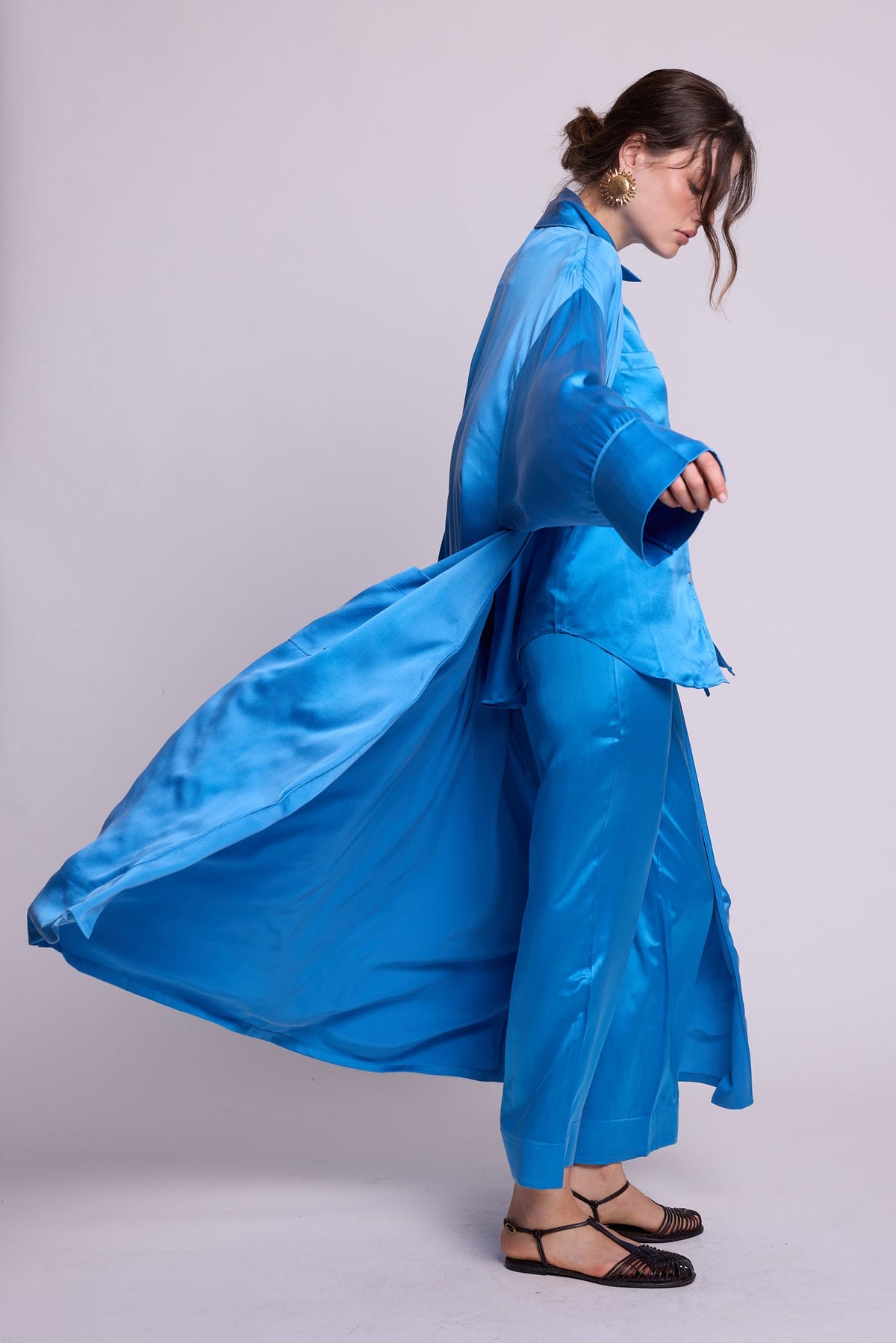 Jamun Blue Robe in SMALL BLUE - Sustainable Fashion by KLEED LOUNGEWEAR