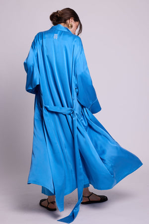 Jamun Blue Robe in SMALL BLUE - Sustainable Fashion by KLEED LOUNGEWEAR