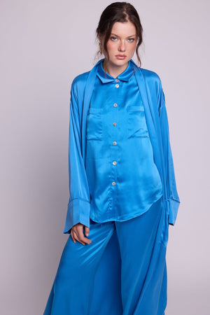 Jamun Blue Robe in SMALL BLUE - Sustainable Fashion by KLEED LOUNGEWEAR