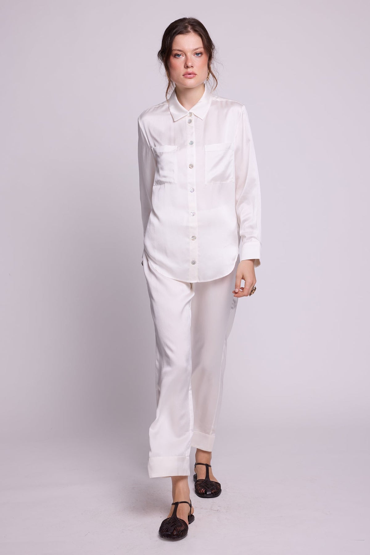 Jamun White Pyjama in EXTRA SMALL WHITE - Sustainable Fashion by KLEED LOUNGEWEAR