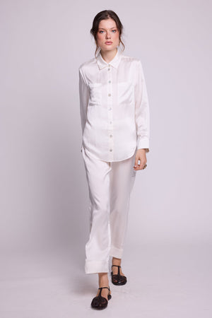 Jamun White Pyjama in EXTRA SMALL WHITE - Sustainable Fashion by KLEED LOUNGEWEAR