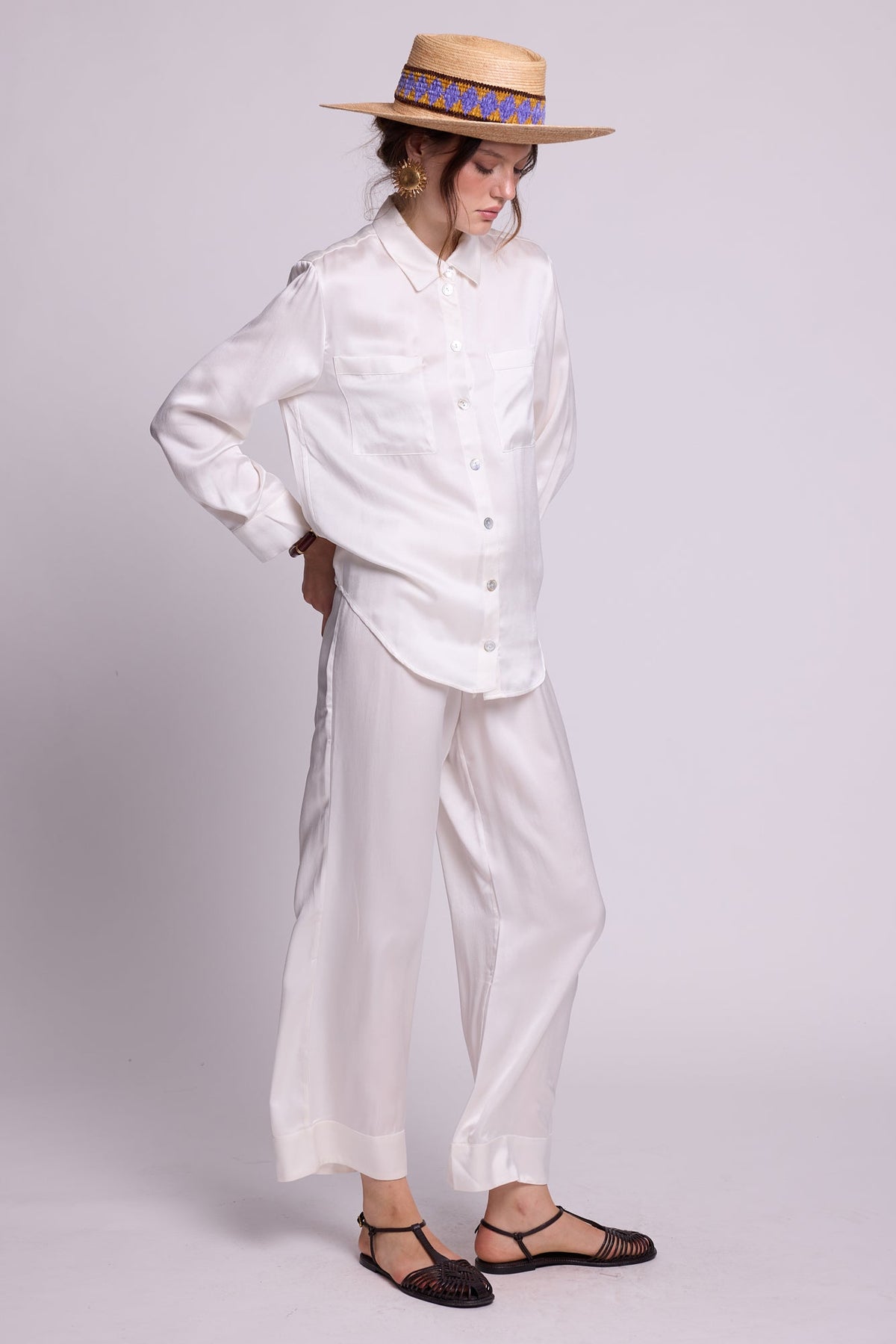 Jamun White Pyjama in EXTRA SMALL WHITE - Sustainable Fashion by KLEED LOUNGEWEAR