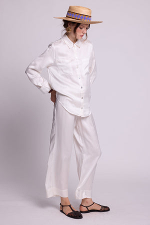 Jamun White Pyjama in EXTRA SMALL WHITE - Sustainable Fashion by KLEED LOUNGEWEAR