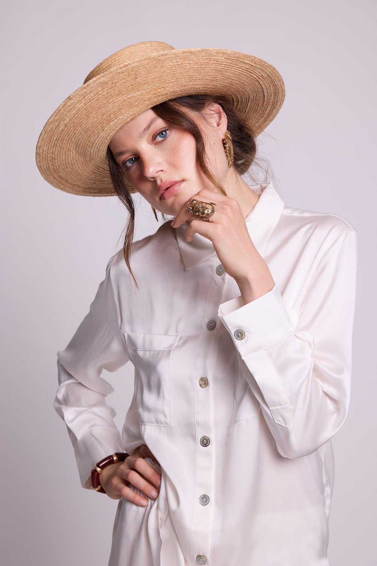 Jamun White Pyjama by Kleed, a women's pyjama set in white silk