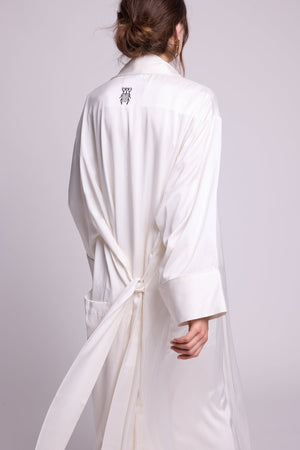 Jamun White Robe in SMALL WHITE - Sustainable Fashion by KLEED LOUNGEWEAR