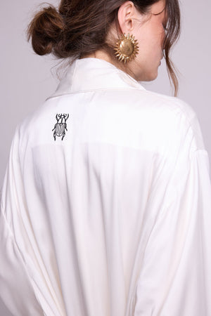 Jamun White Robe in SMALL WHITE - Sustainable Fashion by KLEED LOUNGEWEAR
