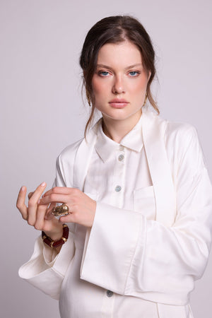 Jamun White Robe in SMALL WHITE - Sustainable Fashion by KLEED LOUNGEWEAR