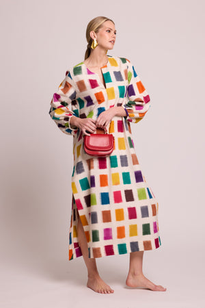 Nagar Squares Kaftan in XS/S MULTI - COLOR - Sustainable Fashion by KLEED LOUNGEWEAR