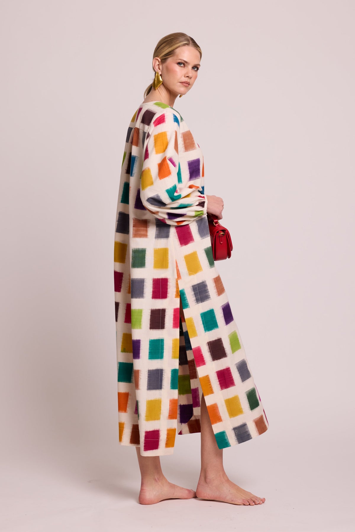 Nagar Squares Kaftan in XS/S MULTI - COLOR - Sustainable Fashion by KLEED LOUNGEWEAR