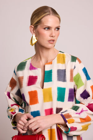 Nagar Squares Kaftan in XS/S MULTI - COLOR - Sustainable Fashion by KLEED LOUNGEWEAR