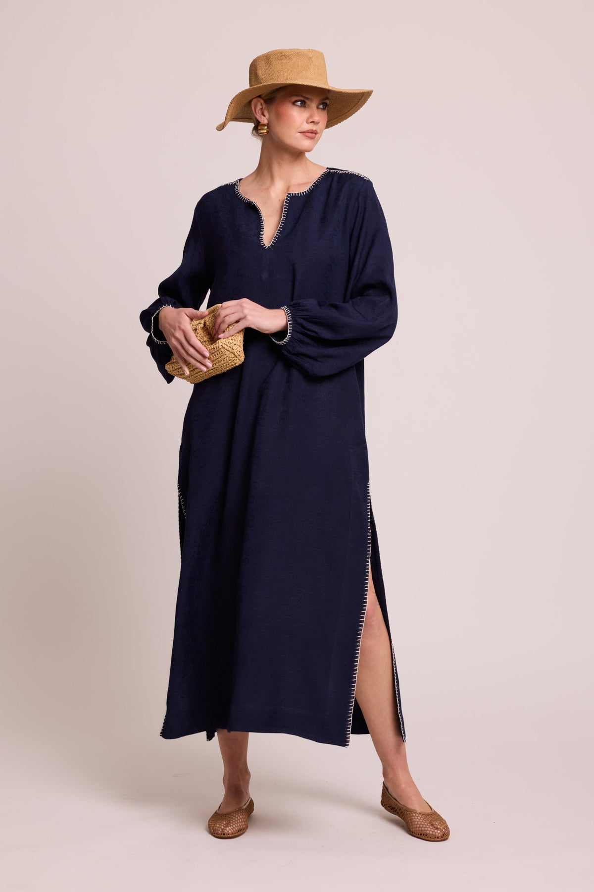 Komari Blue Kaftan in XS/S BLUE - Sustainable Fashion by KLEED LOUNGEWEAR