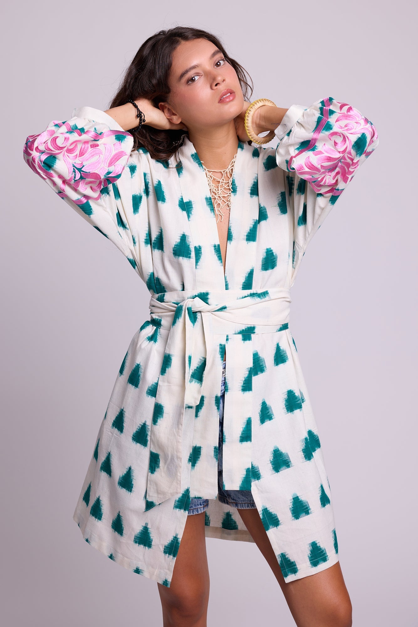 Emerald Savannah Short Kimono KLEED LOUNGEWEAR Emerald Savannah Short Kimono KLEED LOUNGEWEAR