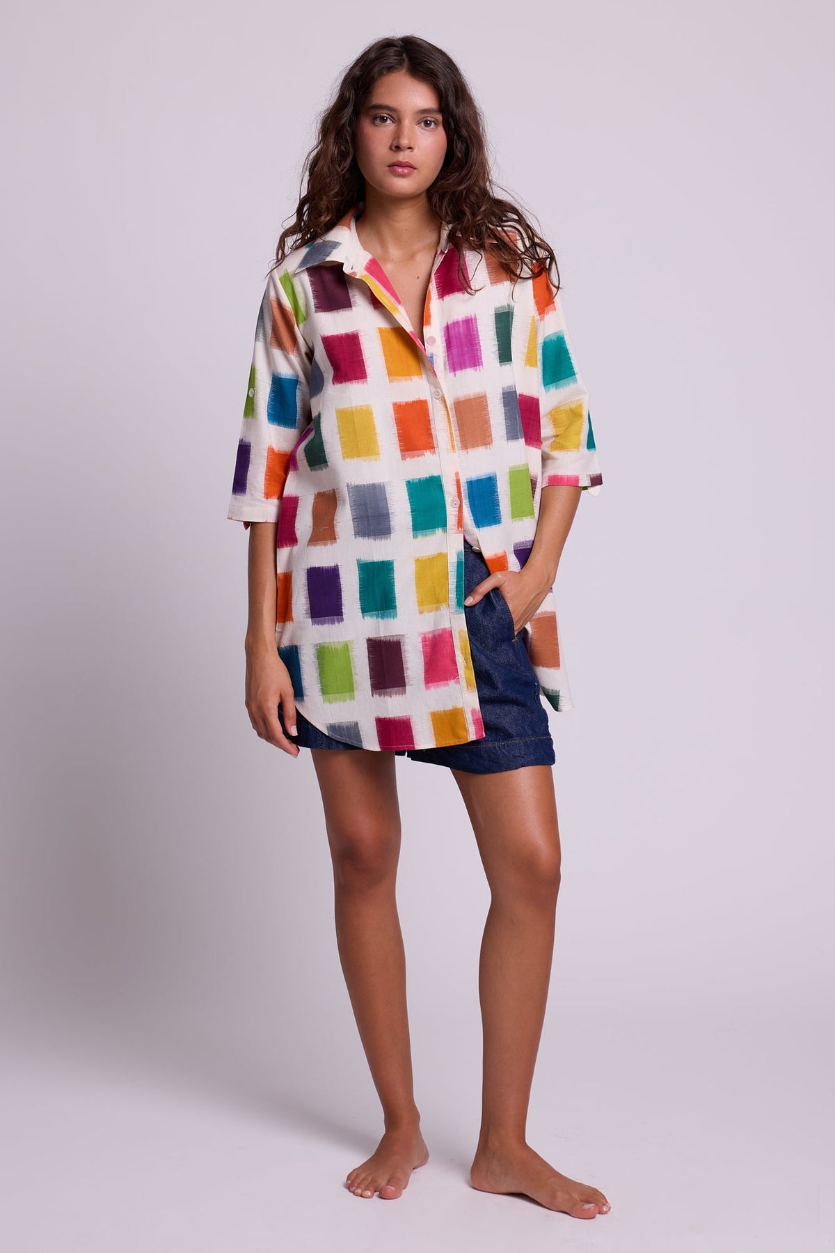 Multi - Squares Chemisier in S/M MULTI - COLOR - Sustainable Fashion by KLEED LOUNGEWEAR