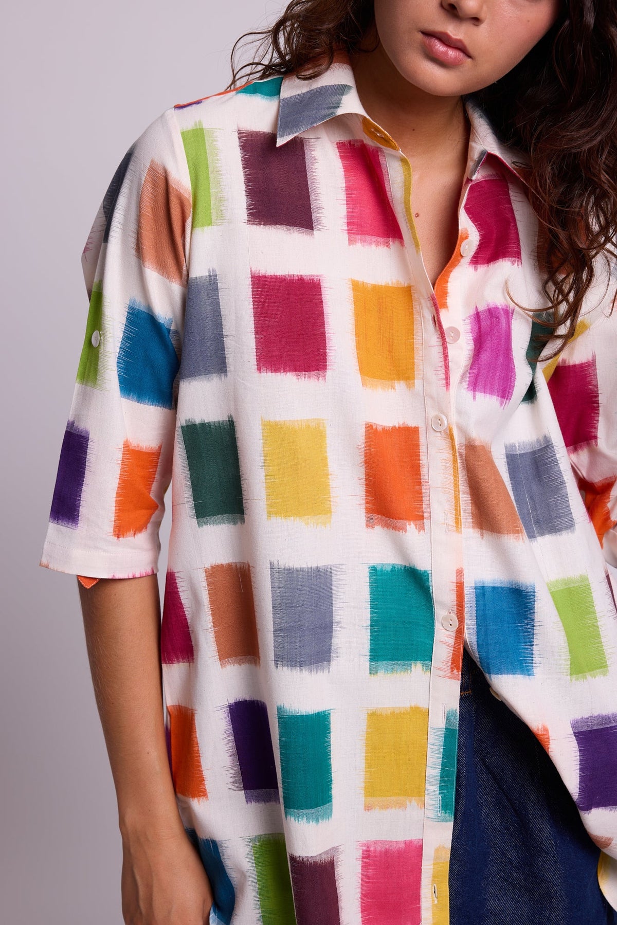 Multi - Squares Chemisier in S/M MULTI - COLOR - Sustainable Fashion by KLEED LOUNGEWEAR