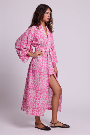 Nallur Pink Kimono in XS/S PINK - Sustainable Fashion by KLEED LOUNGEWEAR