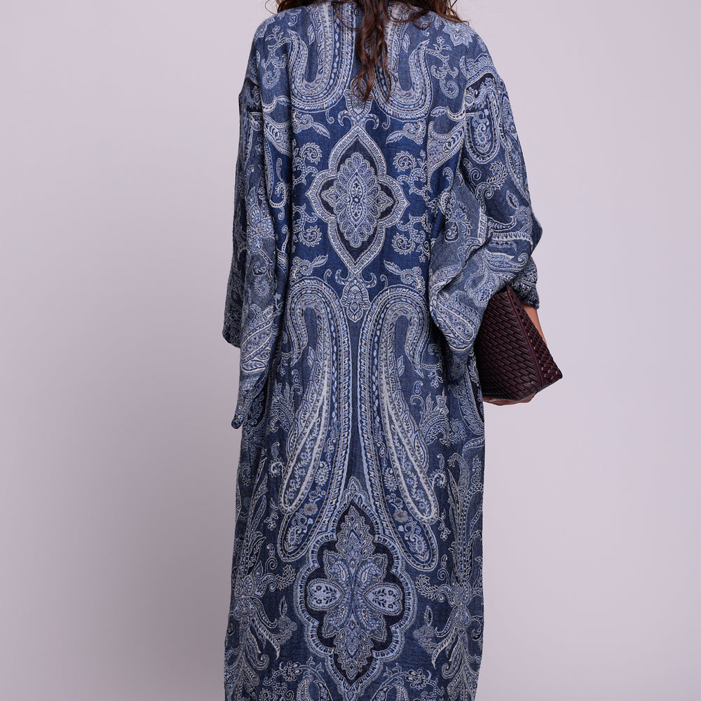 
                      
                        Blue Paisley Kimono Coat [KLEED]
                      
                    