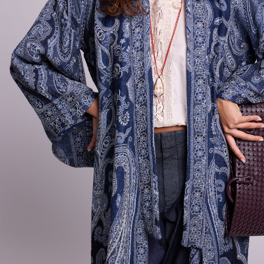 
                      
                        Blue Paisley Kimono Coat [KLEED]
                      
                    