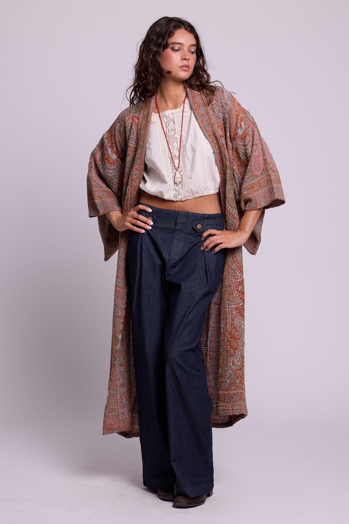 Salmon Paisley Kimono Coat [KLEED]