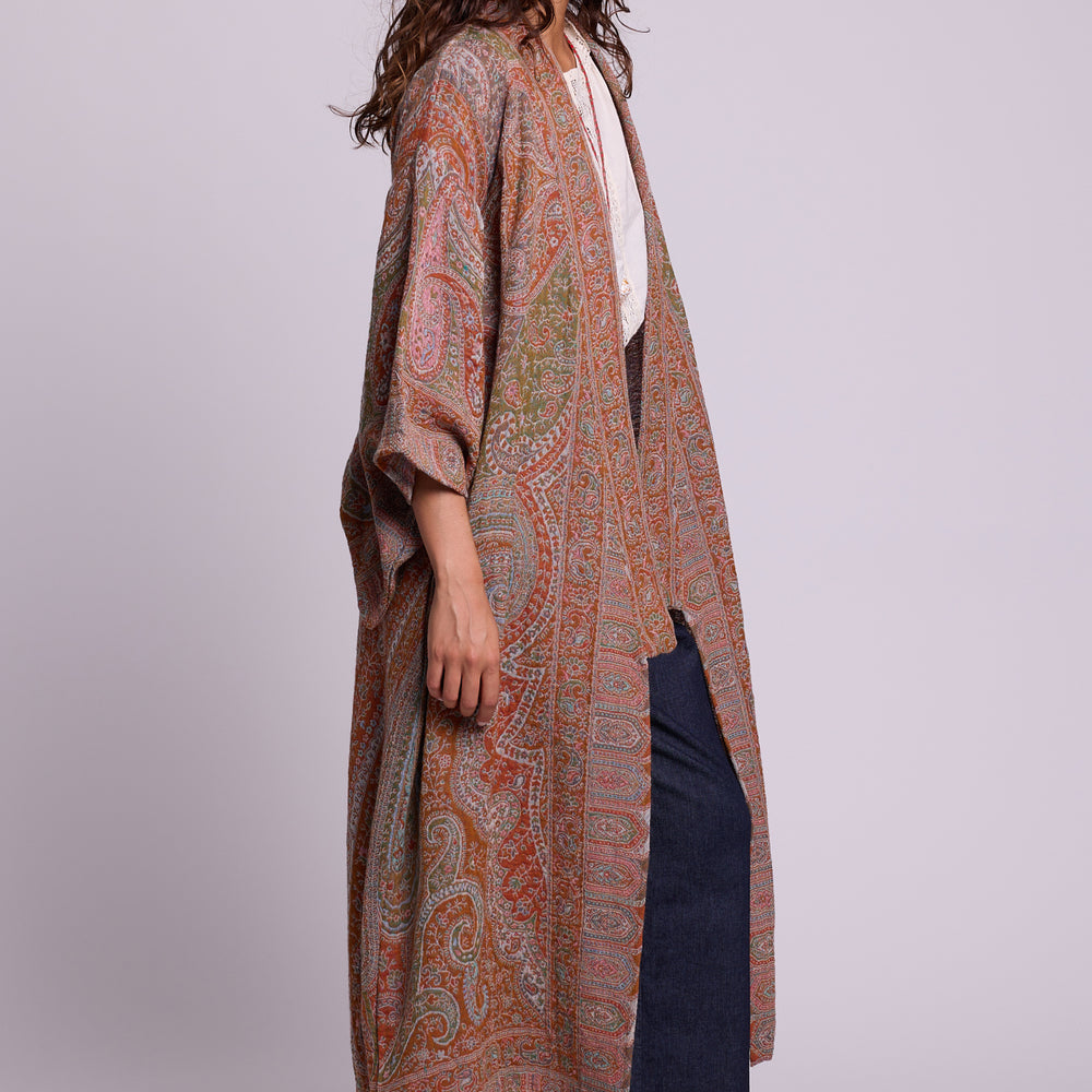 Salmon Paisley Kimono Coat [KLEED]