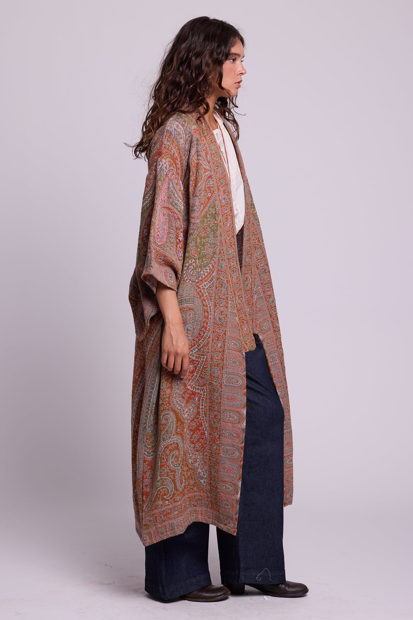 Salmon Paisley Kimono Coat [KLEED]