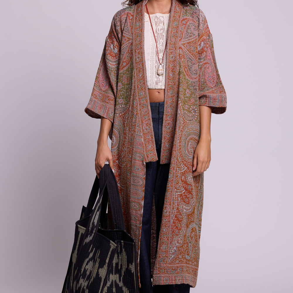 
                      
                        Salmon Paisley Kimono Coat [KLEED]
                      
                    