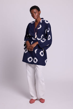 Blue Manda Short Kimono in S/M DARK BLUE - Sustainable Fashion by KLEED LOUNGEWEAR