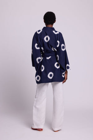 Blue Manda Short Kimono in S/M DARK BLUE - Sustainable Fashion by KLEED LOUNGEWEAR