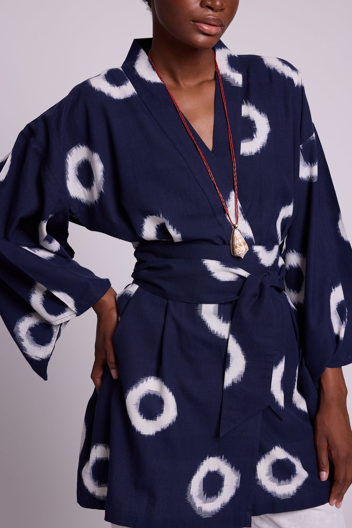 Blue Manda Short Kimono in S/M DARK BLUE - Sustainable Fashion by KLEED LOUNGEWEAR