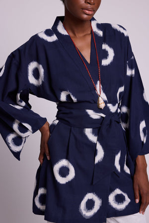 Blue Manda Short Kimono in S/M DARK BLUE - Sustainable Fashion by KLEED LOUNGEWEAR