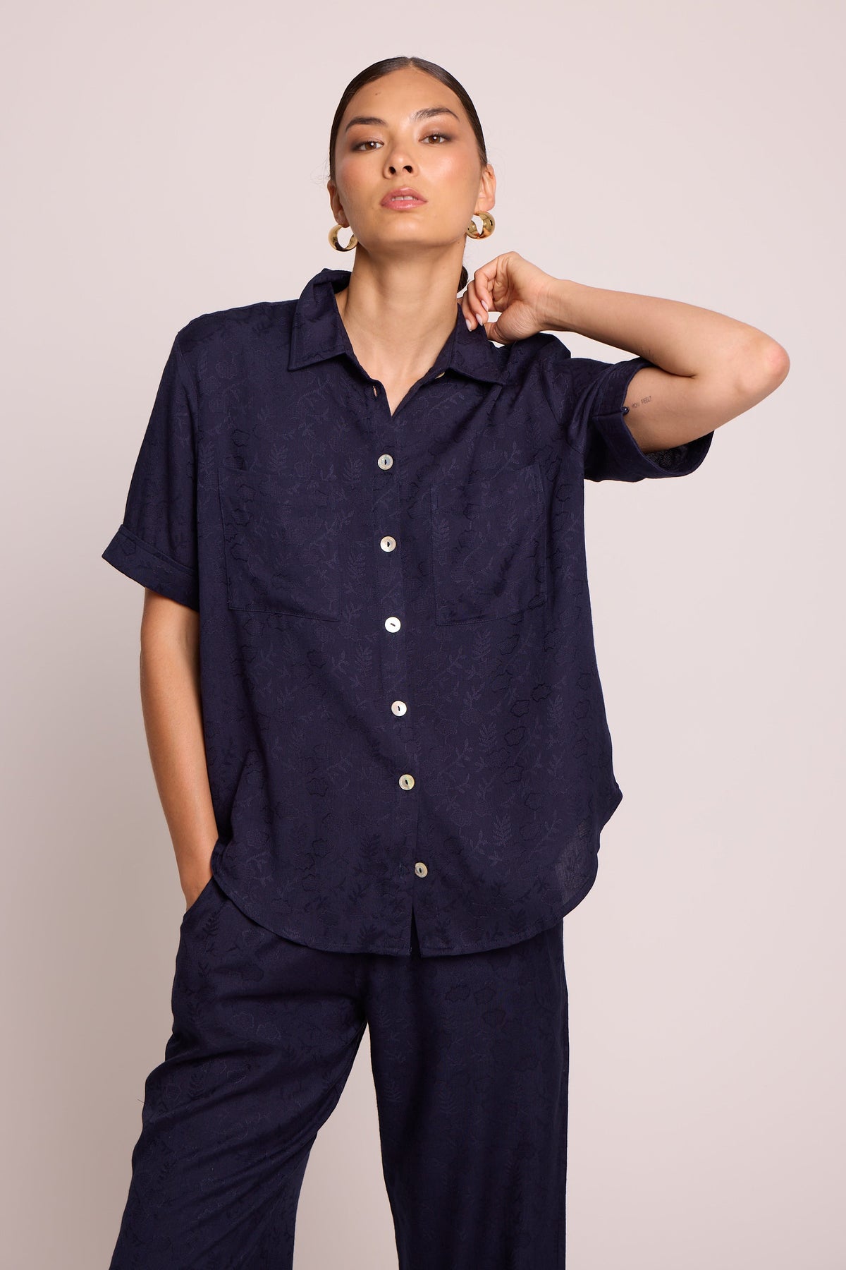 Jackie Blue Pyjama in EXTRA SMALL DARK BLUE - Sustainable Fashion by KLEED LOUNGEWEAR