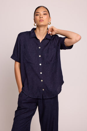 Jackie Blue Pyjama in EXTRA SMALL DARK BLUE - Sustainable Fashion by KLEED LOUNGEWEAR