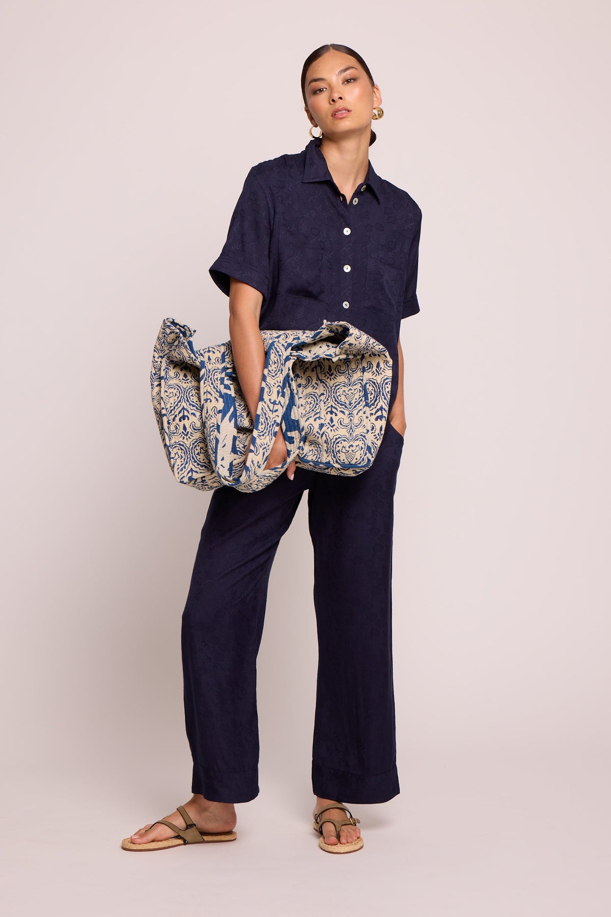 Jackie Blue Pyjama in EXTRA SMALL DARK BLUE - Sustainable Fashion by KLEED LOUNGEWEAR