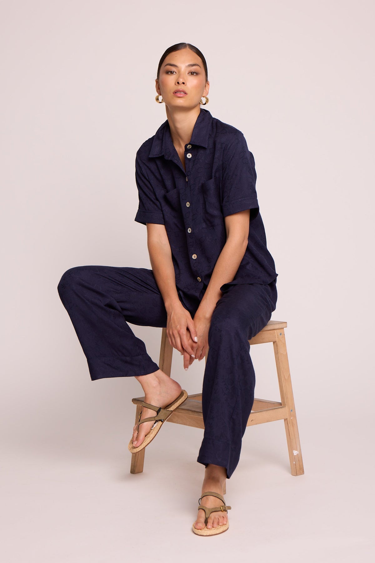 Jackie Blue Pyjama in EXTRA SMALL DARK BLUE - Sustainable Fashion by KLEED LOUNGEWEAR