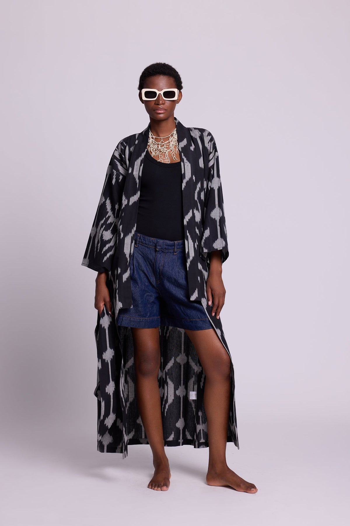 Grey Congo Palm Kimono in XS/S GREY - Sustainable Fashion by KLEED LOUNGEWEAR