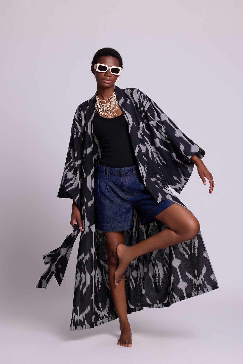 Grey Congo Palm Kimono [KLEED]