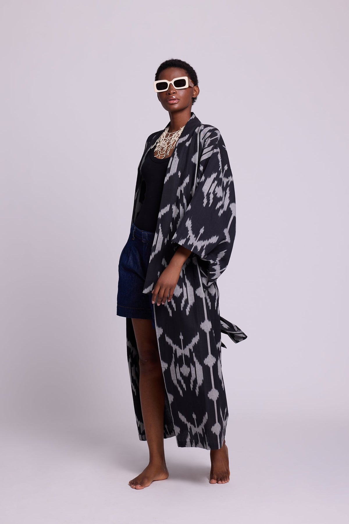 Grey Congo Palm Kimono in XS/S GREY - Sustainable Fashion by KLEED LOUNGEWEAR